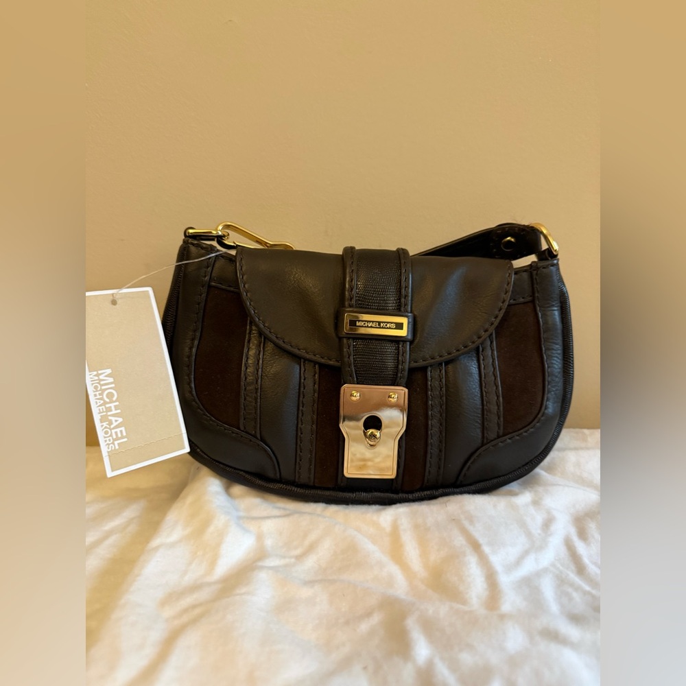 Michael Kors Dark Brown and Black Shoulder Bag